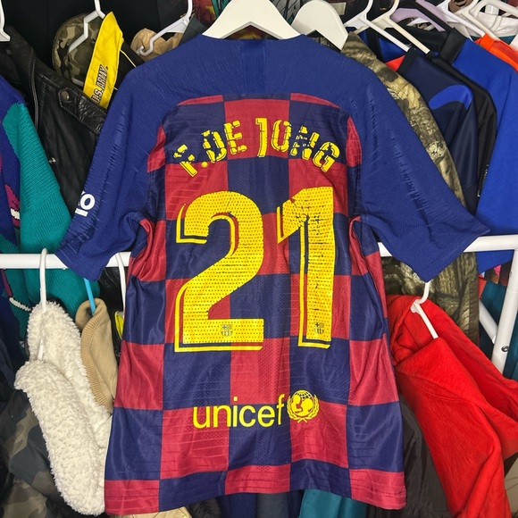 Nike Barcelona FC Rakuten Checkered Futbol Soccer Jersey size Medium - Picture 5 of 6